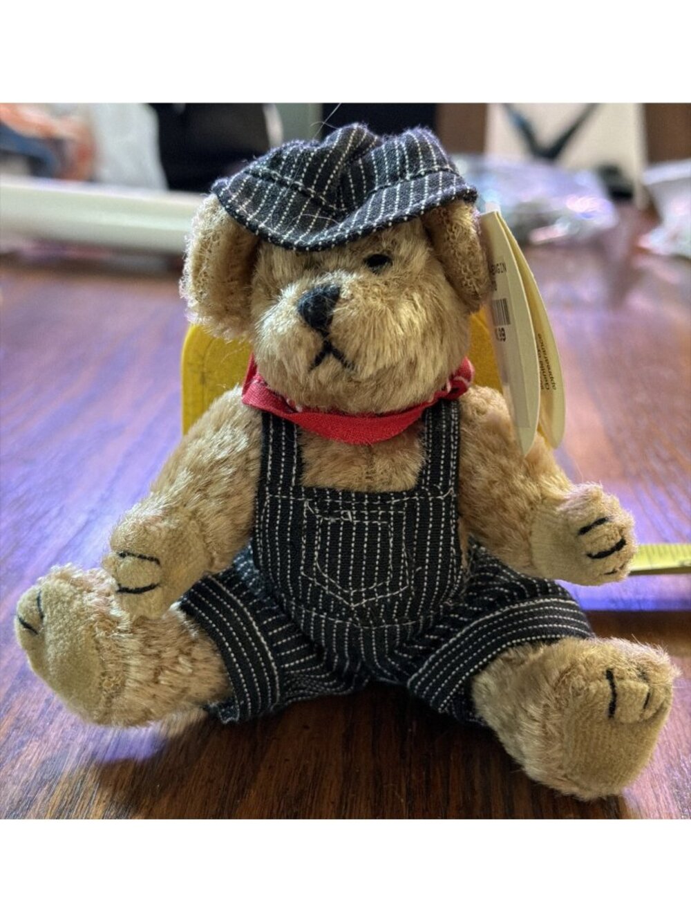 Bear Train Conductor Bandanna Overalls 6”‎ Plush Unipak Designs